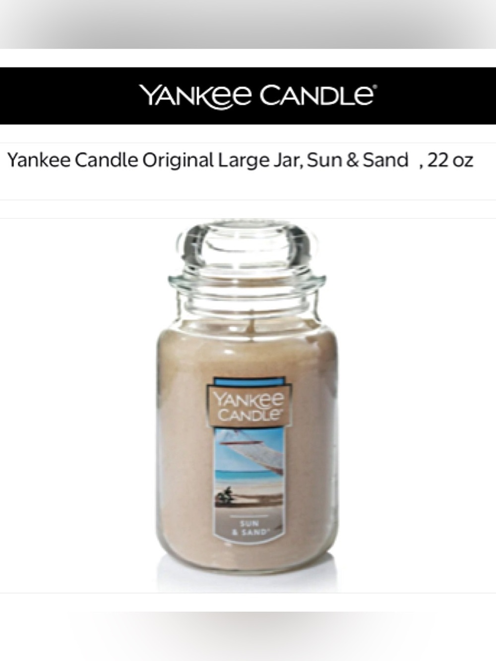 Yankee Candle SUN & SAND Housewarmer ORIGINAL 22 oz Glass Jar 1 Wick CANDLE 2020